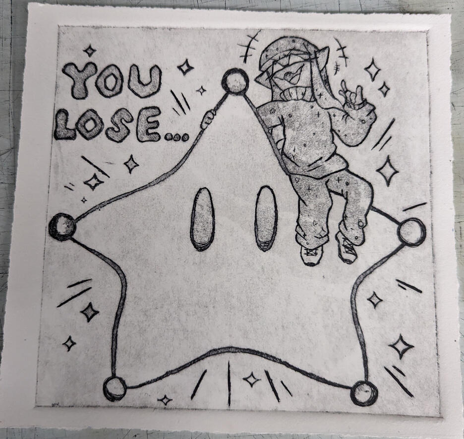 A print made in december 2023 using aquatint