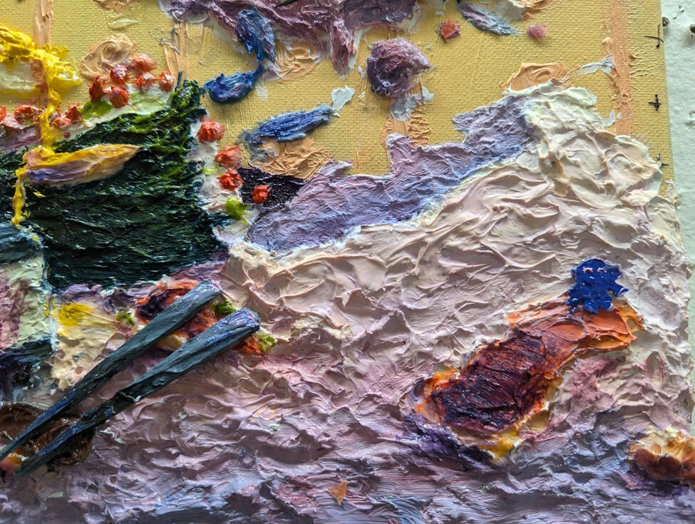 close up of the bottom right of Cosmic and the Surging Sushi Seas.