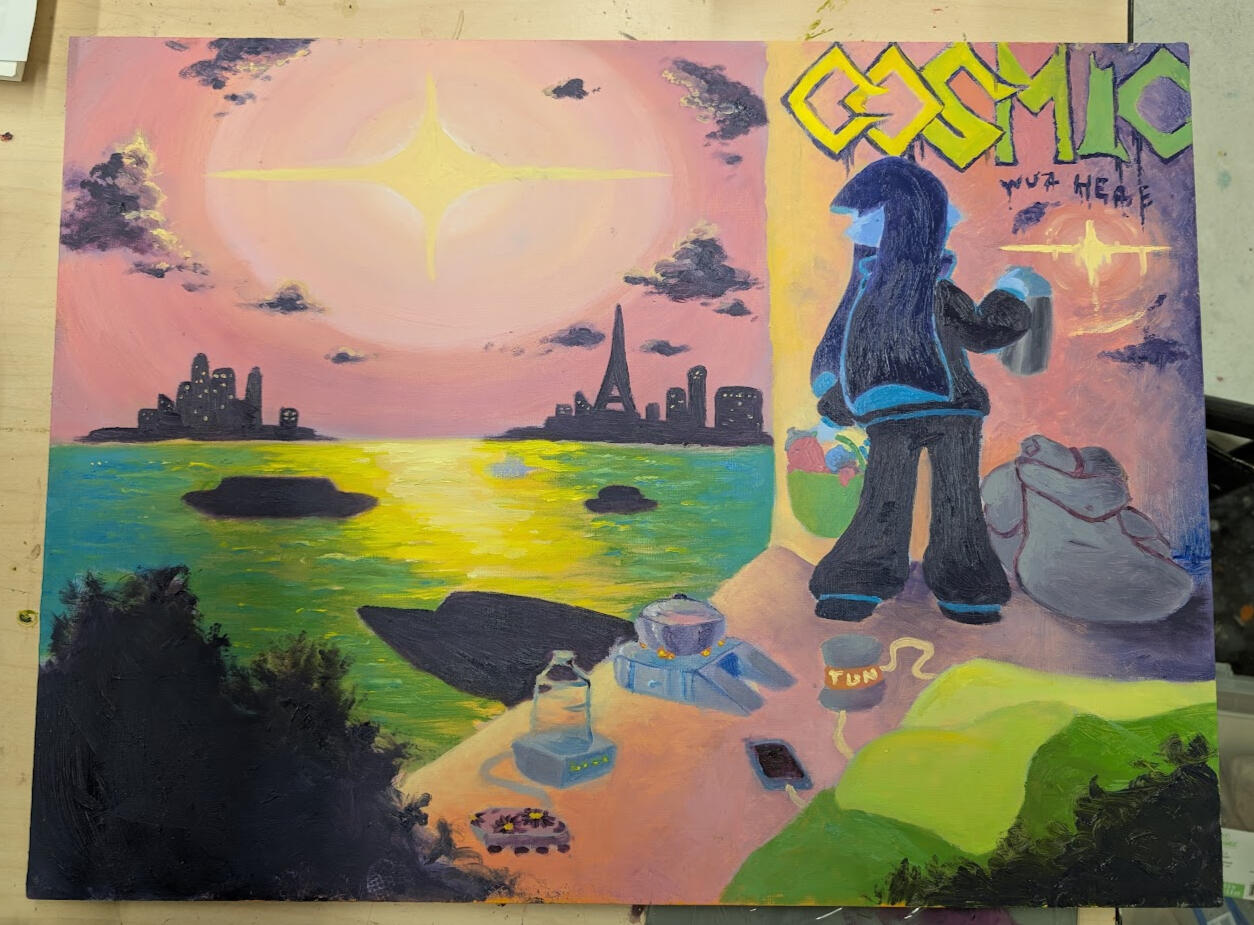 Spectacular Start - 18 x 24 inch oil painting on canvas panel. One part of a pair of paintings conceived at the same time, yet diverged into entirely different struggles of balancing color and value together. Made January 23rd, 2025.