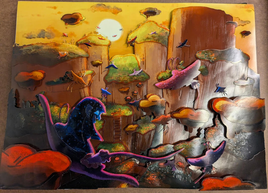 full image of Cosmic and the Great Mantatail Migration turned into a shadowbox!