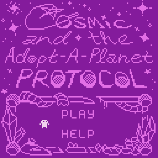 Cosmic and the Adopt-a-Planet Protocol - Video game first made on September 26th, 2024, on Adam Le Doux&#39;a&#39;s Bitsy game engine. Click here to play on itch.io!
